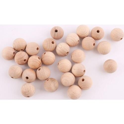 40PCS 8MM Round Beech Wooden Beads Baby Nursing Accessories BPA Free Wood Baby Teether Sensory Chewing Toy Beads DIY Jewelry