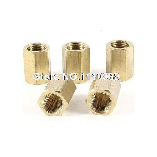 5pcs 1/8"PT Female Brass Full Port Hex Rod Pipe Tube Fitting Connector Nut