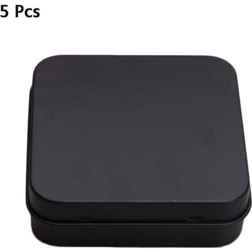 5 Pcs Mini Metal Tins Container Square Hinged Flip Storage Tin Box Small Kit Case Jewelry Coin Candy Condom Organizer Portable