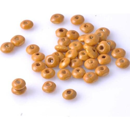 8x4mm 500pcs Brown Flat round Wooden Wheel Beads Fit Jewelry DIY MT0681X
