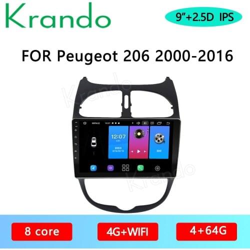 Krando Android 10.0 9" IPS Full Touch Car Multimedia Radio For Peugeot 206 2000-2016 Audio GPS Carplay DSP WIFI Bluetooth