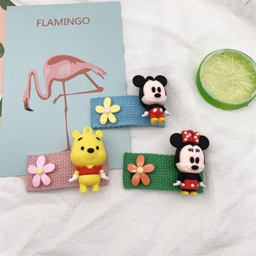 Disney 1PCS Mickey cartoon hairpin children Korean resin Mickey Minnie head buckle BB hairpin Donald Duck hair accessories