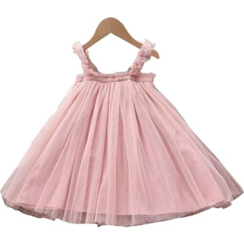 27Kids Girls Summer Sling Net Gauze Dress, Childrens net Gauze Princess Dresses Sweet lace, tutu Skirt Breathable 2-7Years