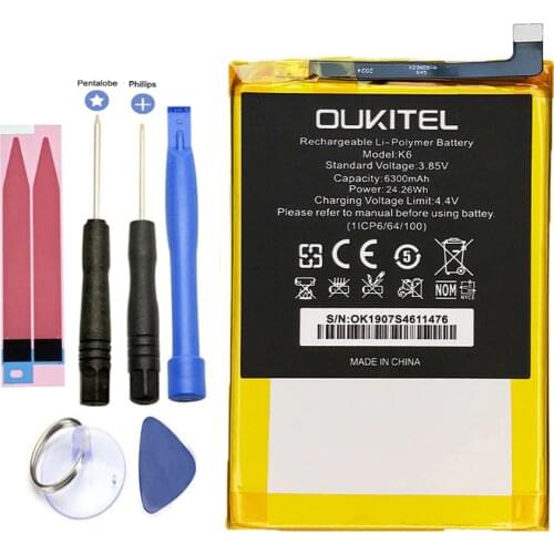 ISUNOO 3.85v 6300mAh Battery For Oukitel K6 K 6 Bateria Batteries With Tools
