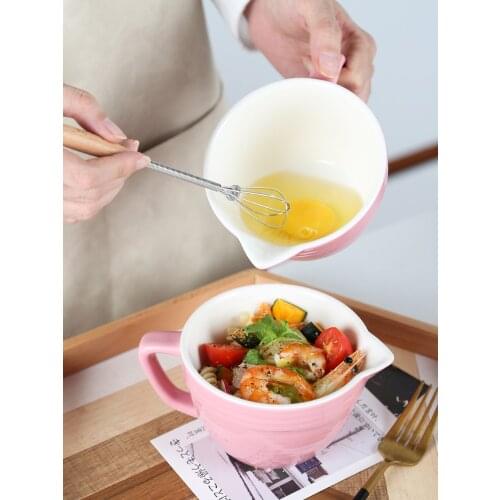 Nordic Creative Bowl Ceramic Egg Beating Bowl with Handle Beak Bowl Drainage Cup Baking Mixing Batter Bowl soup bowl CL81903