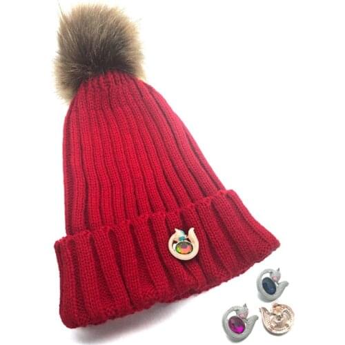 Hot Winter 6 Colors 010 Fit 18mm Snap Button Knitted Hat Charms Fashion Jewelry For Women Teenagers Girl Christmas Gift