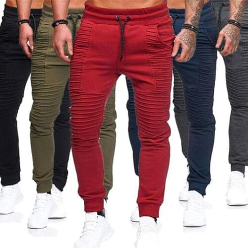 Fashion Plus Size Mens Joggers Pants Skinny Fitness Men Sweatpants Casual Elastic Bodybuilding Pants Male Trousers Long Slacks