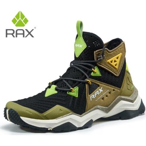 RAX Mens Hiking Shoes High Top Mountain Hiking Boots Men Breathable Trekking Shoes Outdoor Man Climbing Sneakers D0761