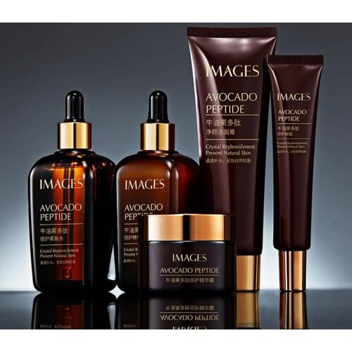 Images Skin Care Cream Set Brown Bottle Eye Care Toner Essence Facial Lotion Anti Aging Retinol Serums Skin Care Set