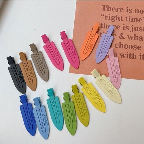 New Women Elegant Colorful Metal No Bend Seamless Hair Clips Sweet Bangs Hairpin Side Barrette Headband Fashion Hair Accessories