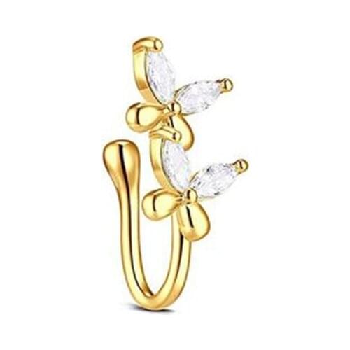 New Arrival Fake Piercing Nose Rings Non Piercing Rose Flowers Nose Hoops For Women Ear Bone Clip Fashion Body Jewelry