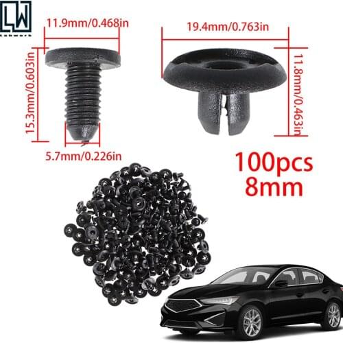 New 100 Pcs 8mm Nylon Rivets Retainer Bumper Fender Clips for Honda Acura