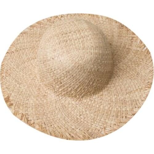 Natural Raffia Panama Beach Straw Sun Caps For Holiday Handmade Women Straw Sun Hats Large Wide Hat