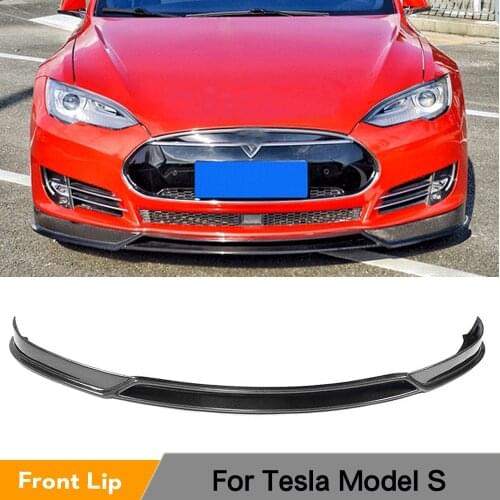 Front Bumper Lip Spoiler Splitters for Tesla Model S Base Sedan 4-Door 2012 - 2020 Front Bumper Lip Carbon Fiber / FRP