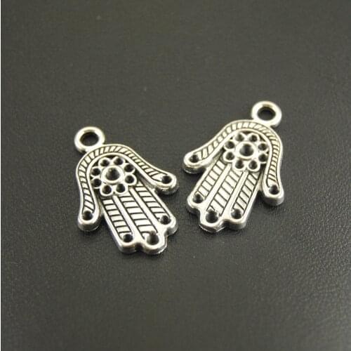 10 Pcs Silver Color Hamsa Hand Charm Fits Bracelets Jewelry Making 16x25mm A452