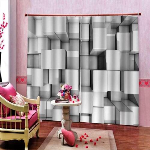 Custom any size Geometric Retro Lattice Curtains For Living room Bedroom Blackout Window Drapes 2 Panels With Hooks