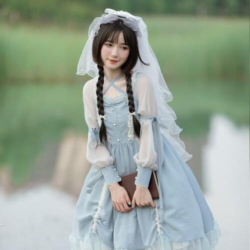 Princess tea party sweet lolita dress vintage lace bowknot high waist victorian dress kawaii girl gothic lolita op loli cosplay