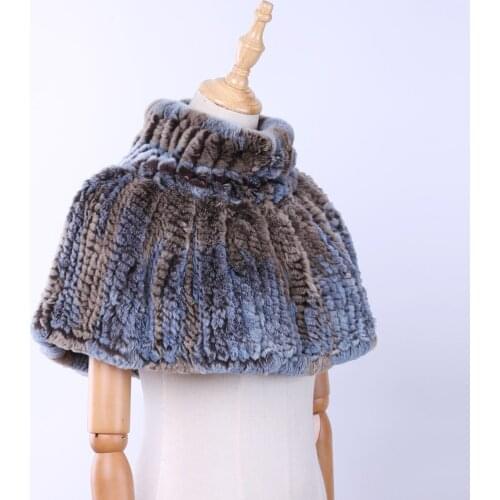Real Rex Rabbit Fur Knitted Women Winter Pullover Shoulder Cape Lady Amice Fashion Cappa Real Fur Tippet Thurg Stole Neck Warmer