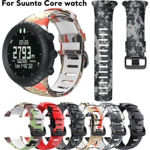 Rubber Band for Suunto Core Smart Watchbands Waterproof Camouflage Silicone Wristband Wrist Bracelet TPU Replacement Belt