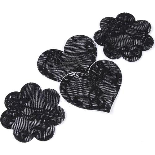 Wholesale Black Heart Shape Nipple Covers Pads Patches Self Adhesive Disposable Breast Sticker Sexy Nipple Cover Pads