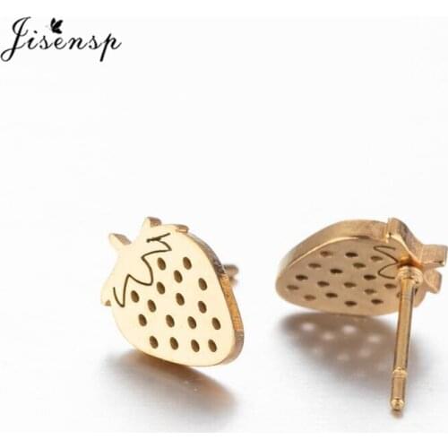 New Fruit Strawberry Earings Fashion Jewelry Cute Leaf Flower Feather Stud Earrings for Women Kids Tree of Life Accessories 2021