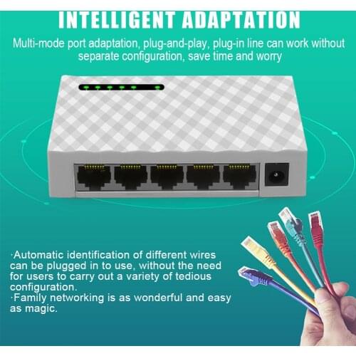Network 5-Ports 4 way Gigabit Switch 1000Mbps Fast Ethernet Switcher Lan Hub Full/Half Duplex Exchange