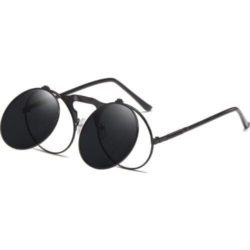 Retro Steampunk Sunglasses Men Women Classic Double Frame GlassesRound Sun Glasses Female Steam Punk Eyeglasses Circular Eyewear