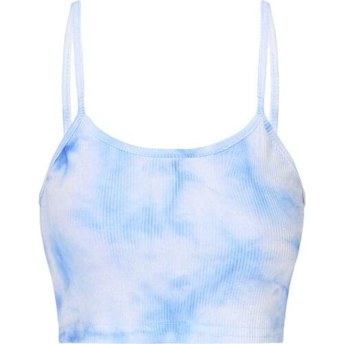 Women Sport Top Sexy Sleeveless Female Clubwear Seamless Gym Tops Tie Dye Crochet Camisole Streetwear Female Summer Clothing
