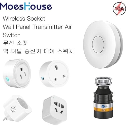 Wireless Socket Self-powered Air Switch Food Residues Garbage Disposal Appliances Fan TV 10A Remote Control No Drilling No Pipe
