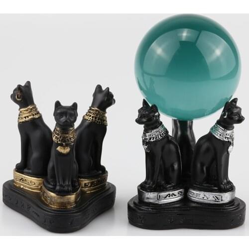 Vintage Egypt Cat Goddess Figurine Display Stand Crystal Glass Lens Ball Photography Lensball Base Magic Sphere Egg Globe Holder