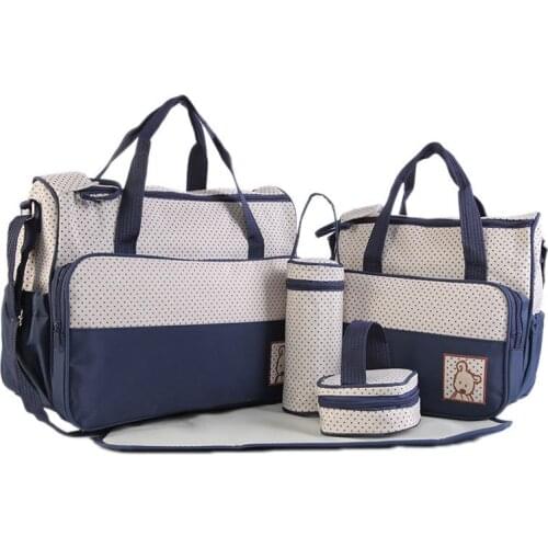 5pcs/set Waterproof Baby Diaper Bag Suits For Mom Baby Bottle Bag High Capacity Mother Mummy Stroller Maternity Nappy Bags Sets