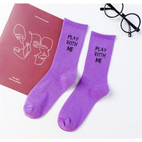 2021 Cotton Cute Letter Print Womens Socks Meias Retro Embroidery Long Colorful Funny Socks Amozae Women Girls Multicolor Sock