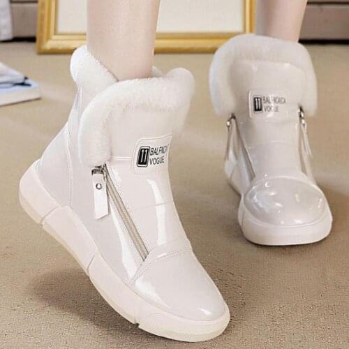 2021 new winter thick-soled boots ladies sneakers ladies high-top casual shoes wedge zipper short boots warm white Botas Mujer