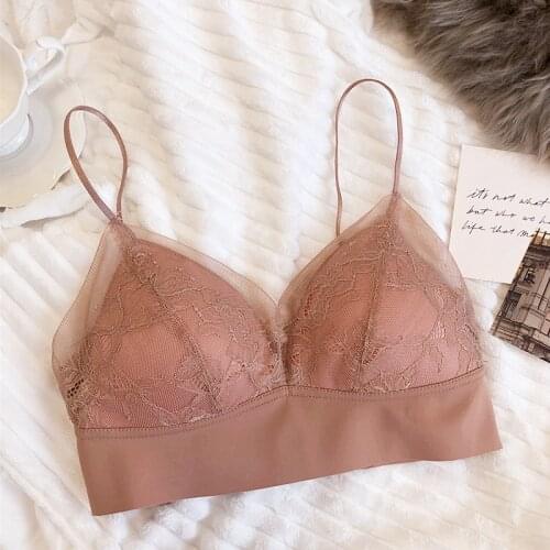 Sexy Lace sling seamless triangle cup tube top bra plus size bras for women vest No steel ring brallete breathable lingerie