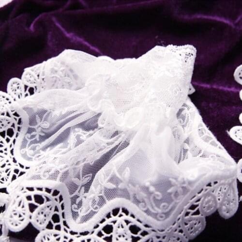 Female Sweater Fake Sleeves Hollow Crochet Lace Ruffles Horn Cuffs Wrist Warmers X7JB