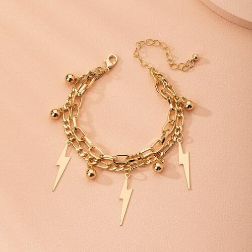 Metal texture level lightning geometric all-match womens bracelet