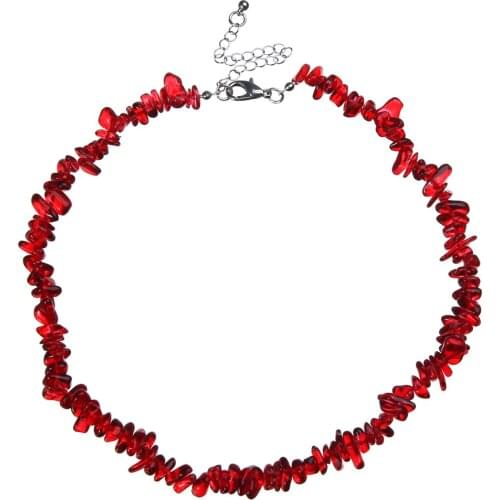 Bohemian Colorful Natural Stone Choker Necklace Fashion Handmade Beach Tranparent Turquoise Gravels Collar Jewelry For Women