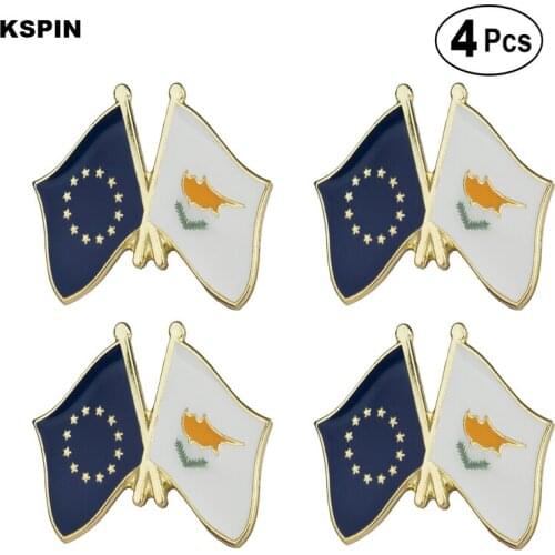 EU & Cyprus Friendship Flag Pin Lapel Pin Badge Brooch Icons 4pcs