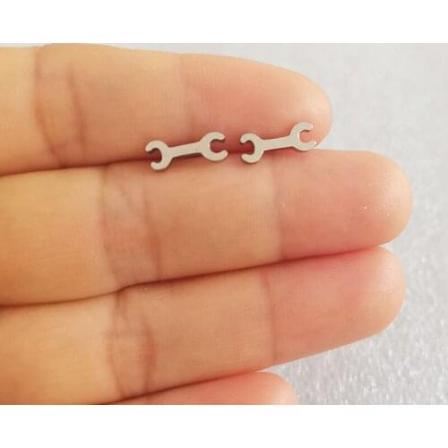 1Pair Tiny Screwdriver Tool Stainless Steel Earrings Cute Bone Studs Fashion Ear Jewelry For Women Girls Kids Gift