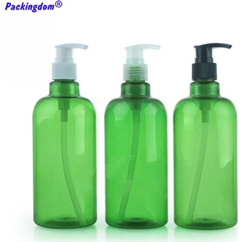 10pcs Plastic Pump Bottle Empty Green Shampoo Bottles Hair Conditioner Packing Tube Refillable Cosmetics Lotion Containers 500ml