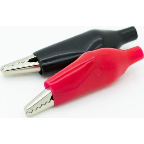 100 PCS/lot, M Size Metal Alligator Clip crocodile electrical Clamp Coated Testing Probe Meter 35MM Black & red Plastic Boot