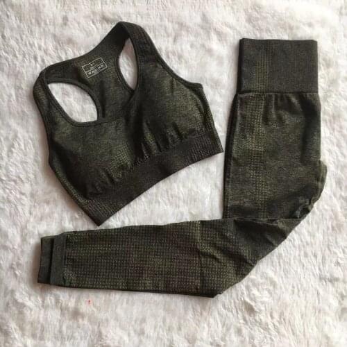 2 Piece Vital Seamless Sport Suit Bra Fitness Crop Top High Waist Seamless Leggings Women Gym Workout Clothes Yoga Set