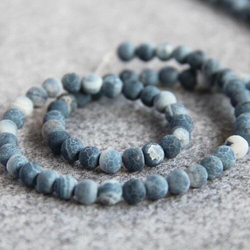 2021 For Necklace&Bracelet 6mm Stripe Dark Blue Natural Frosted Onyx Beads Round DIY Carnelian Hand Made Loose Jewelry 15inch