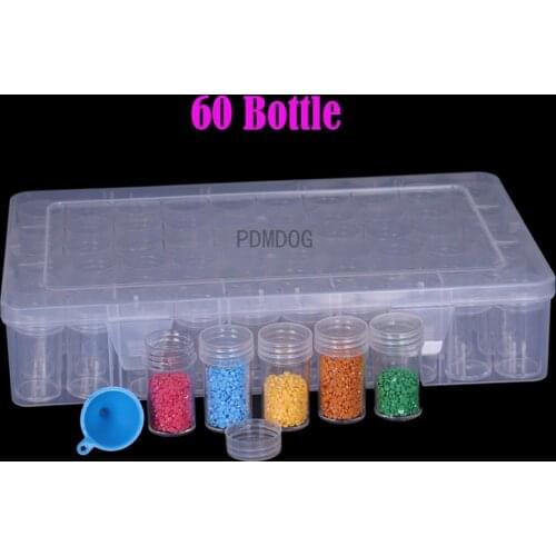 24/60/64pcs Bottles Diamond Painting Tools Accessories Storage Box Beads Container Diamond Embroidery Stone Mosaic Convenience