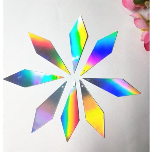 260pcs 15*50mm Big Diamond Shape Loose Large Change Color Sequins For Crafts Sewing DIY Hologram Bag Garment Accessories Silver