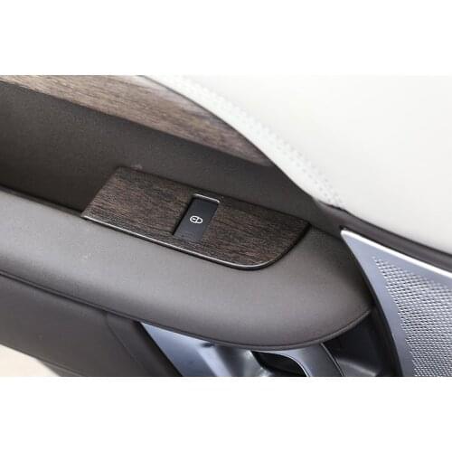 4pcs Oak Wood ABS Car Child Safety Door Lock Switch Button Cover Trim For Land Rover Discovery 5 L462 2017 2018 LR5