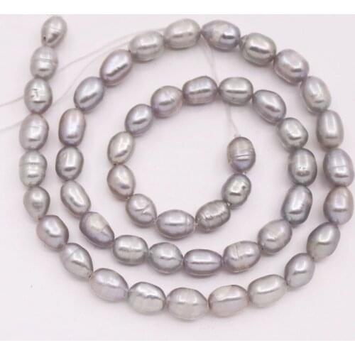 5mmX7mm Teardrop Real Gray Pearl Stone Loose Beads Jewelry Making 14" Long