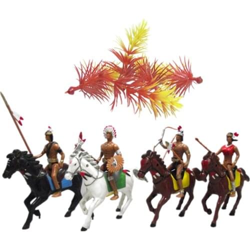 12pcs Large Indians Horse Trees Plastic Model Toys Boys Kids Childrens Toy Military Soldiers Birthday Party Christamas Gift
