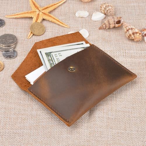 Handmade Cow Leather Namecard Holder Men Retro Minimalist Wallet for Credit Cards Porte Carte Small Card Pocket Organizer