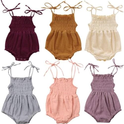 Citgeett Summer Newborn Infant Baby Girl Solid Bodysuit Jumpsuit Outfit Clothes Baby Clothing Casual Suit